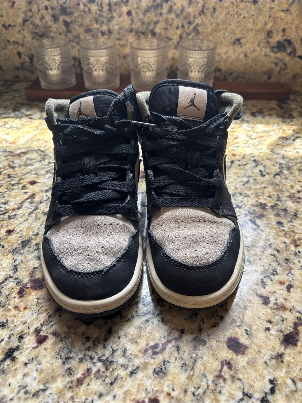 Jordan Kids Black and Gray High-Top Sneakers